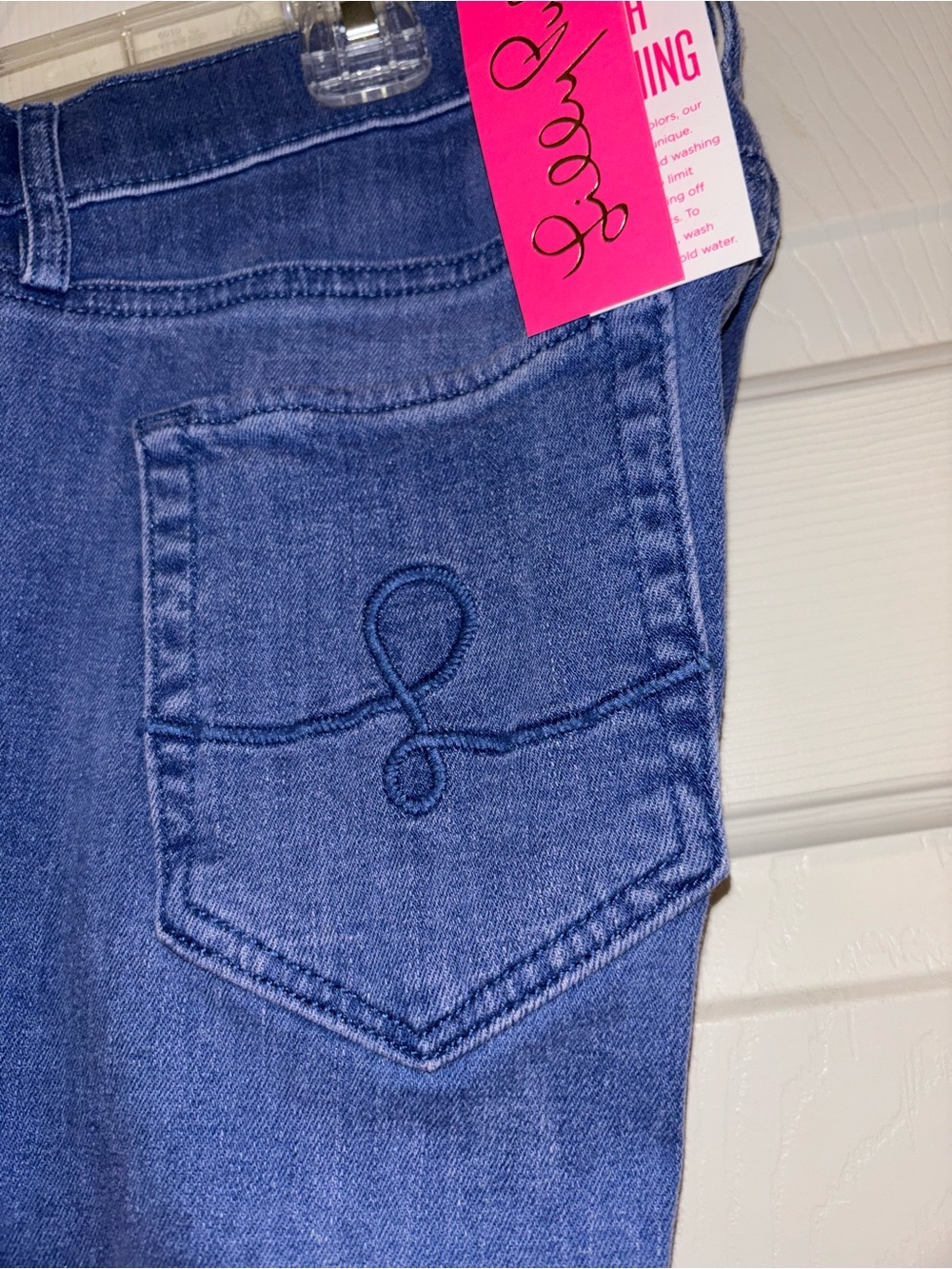 Lilly Pulitzer Caribbean Blue Wash Skinny Jeans with Embroidered Pocket NWT 12